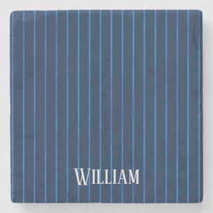 Dessous-de-verre En Pierre Pinstripes bleu marine personnalisées