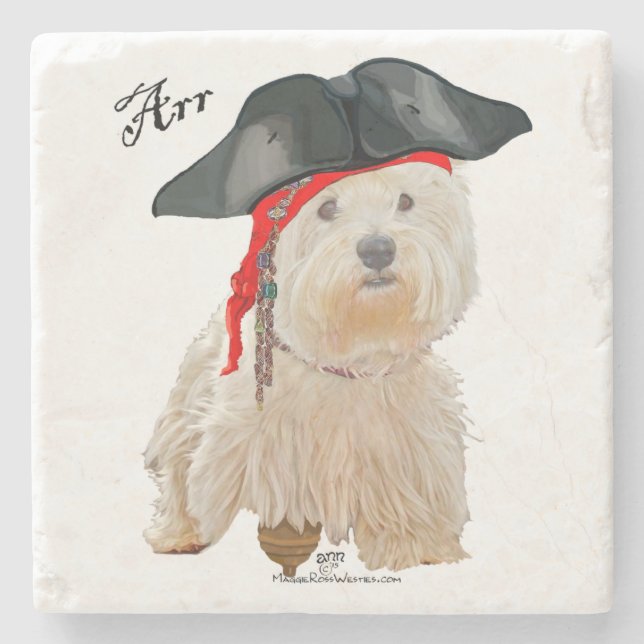 Dessous-de-verre En Pierre Pirate Westie (Devant)