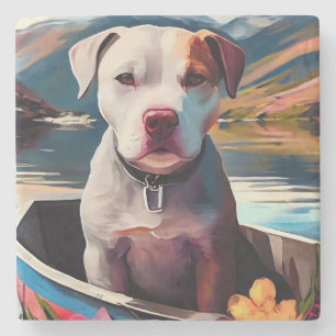 Dessous-de-verre En Pierre Pitbull sur une pagaie : Une aventure pittoresque