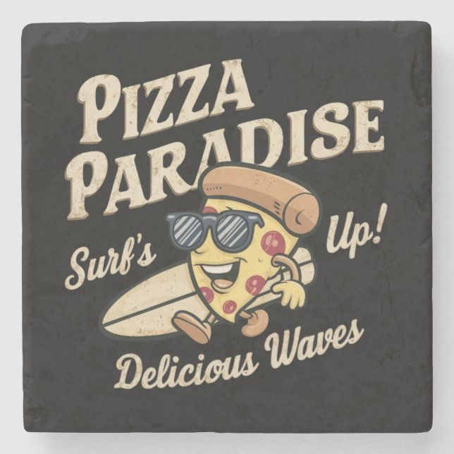 Dessous-de-verre En Pierre Pizza Paradise (Devant)