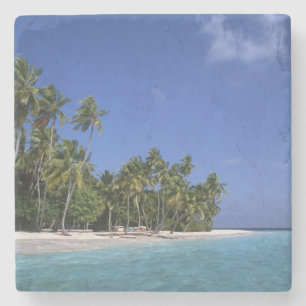 Dessous-de-verre En Pierre Plage avec palmiers, Maldives