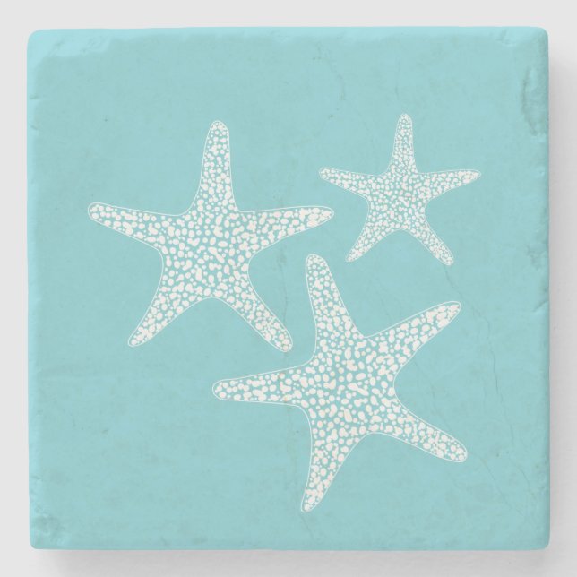 Dessous-de-verre En Pierre Plage de Starfish Design nautique d'été (Devant)