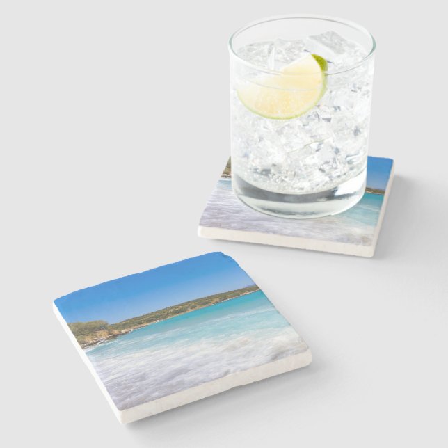 Dessous-de-verre En Pierre Plage exotique Île tropicale Paradis (Côté)