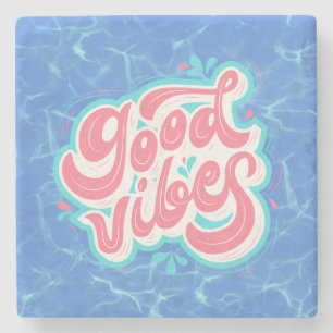 Dessous-de-verre En Pierre Plage/piscine Good Vibes