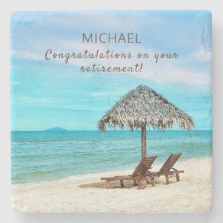 Dessous-de-verre En Pierre Plage tropicale personnalisée de retraite