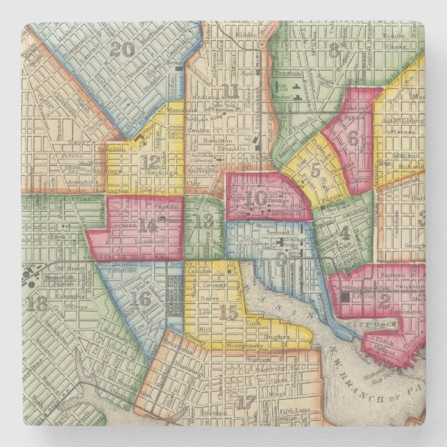 Dessous-de-verre En Pierre Plan de Baltimore (Devant)