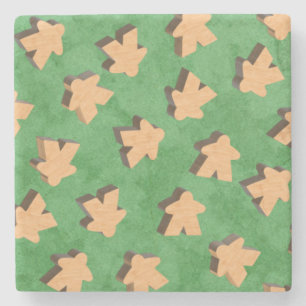 Dessous-de-verre En Pierre Planche de jeu en bois Meeples sur fond vert