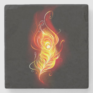 Dessous-de-verre En Pierre Plumes de paquetage de feu