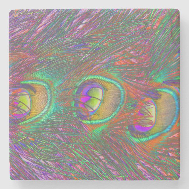 Dessous-de-verre En Pierre Plumes Peacock Tinsel de Noël (Devant)