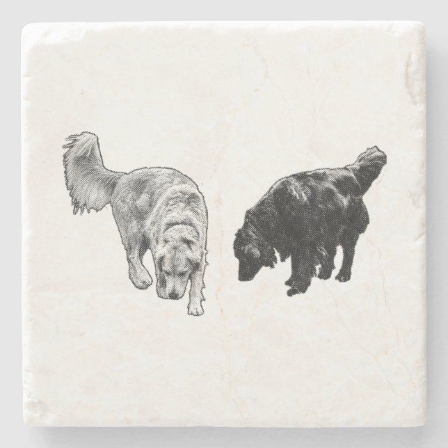 Dessous-de-verre En Pierre Poignée de point d'aération — Retriever Duo (Devant)