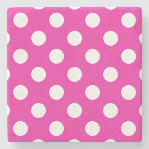 Dessous-de-verre En Pierre Pois blancs sur fuchsia