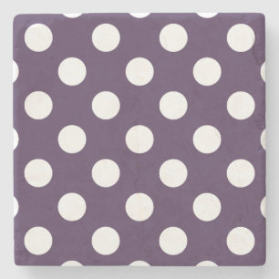 Dessous-de-verre En Pierre Pois blancs sur prune violette
