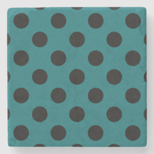 Dessous-de-verre En Pierre Pois noirs en turquoise
