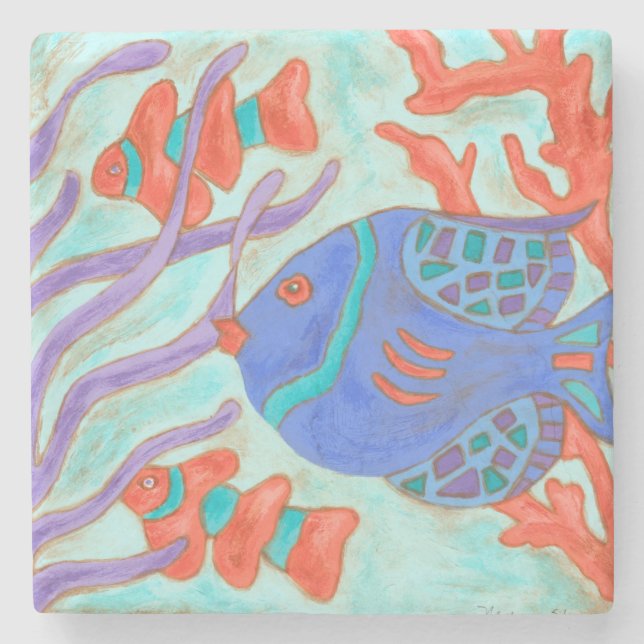 Dessous-de-verre En Pierre Poisson Pop (Devant)