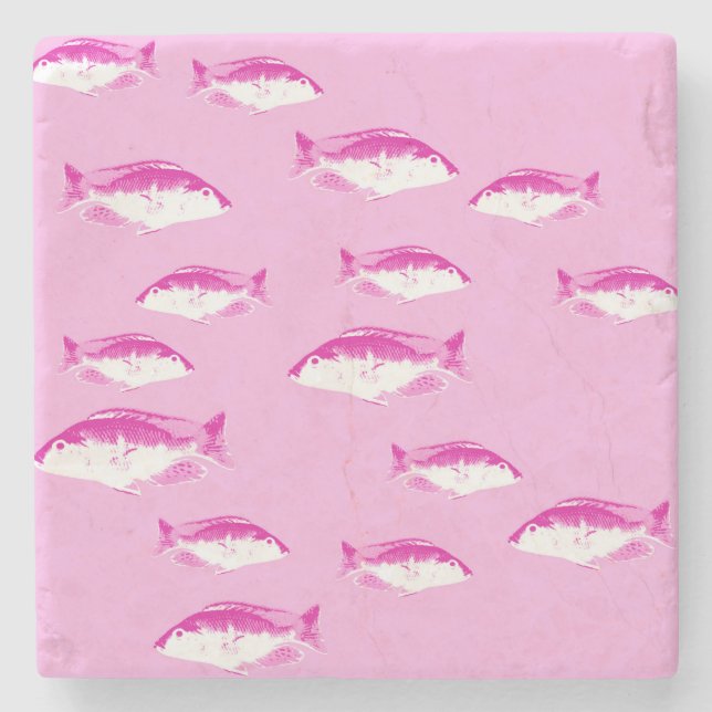 Dessous-de-verre En Pierre Poisson rose (Devant)