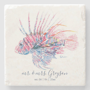 Dessous-de-verre En Pierre Poisson tropical Poisson Linonfish Mariages Faveur