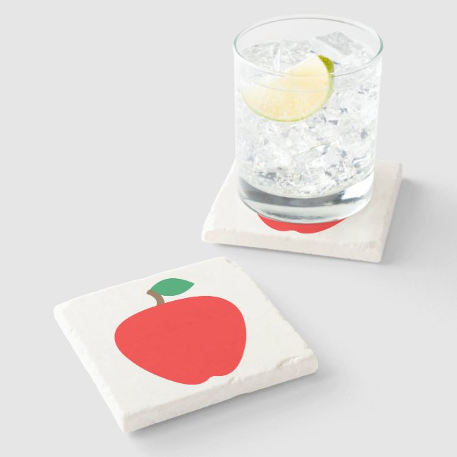 Dessous-de-verre En Pierre Pomme rouge fruits (Côté)