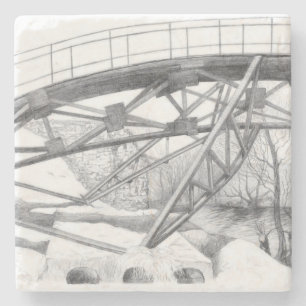 Dessous-de-verre En Pierre Pont antique. Dessin au crayon.