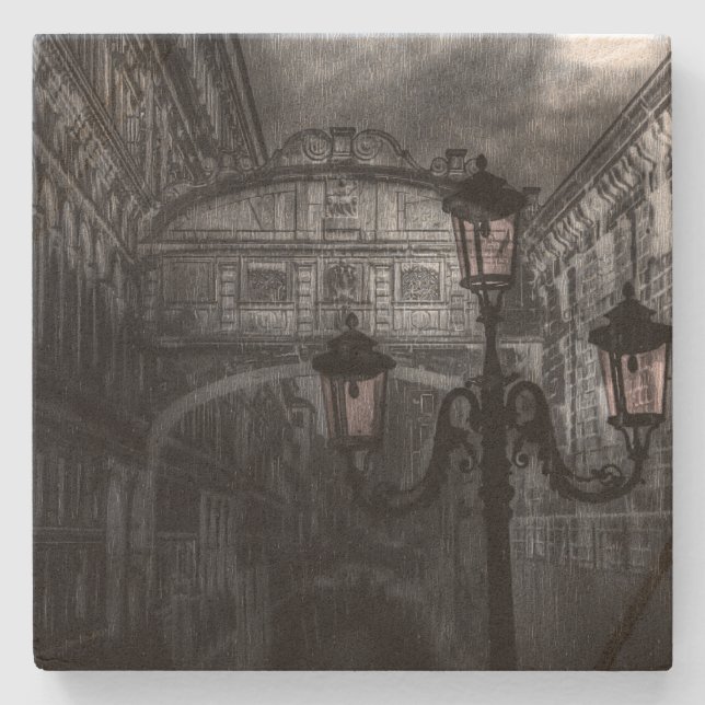 Dessous-de-verre En Pierre Pont des Soupirs de la Pluie de Venise sombre à la (Devant)