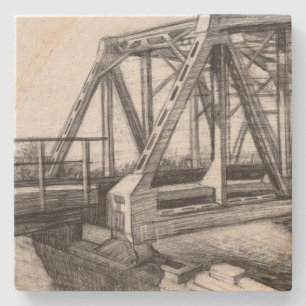 Dessous-de-verre En Pierre Pont vieux pencilart Monochrome noir et blanc