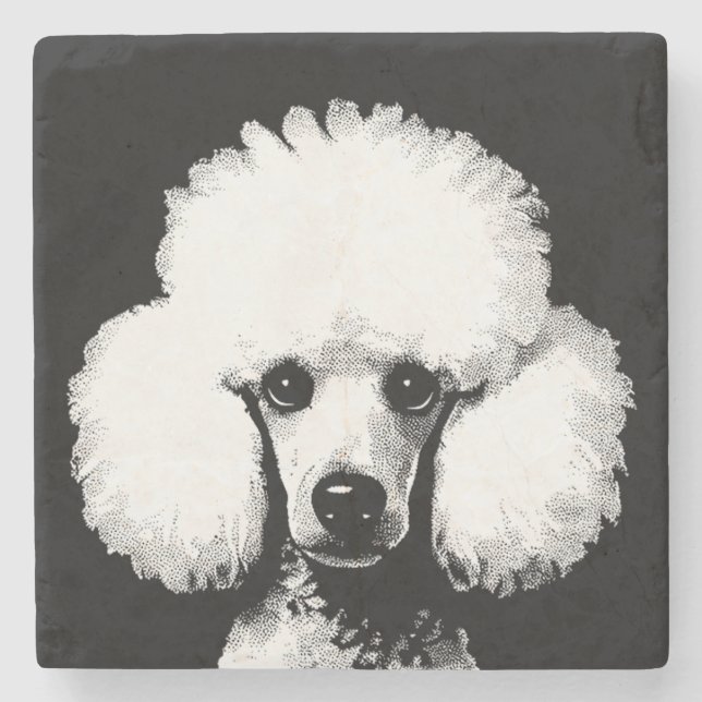 Dessous-de-verre En Pierre Poodle Retro Chic Pop Art (Devant)