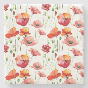 Dessous-de-verre En Pierre Poppy Blossom : Simple Arrière - plan sans couture