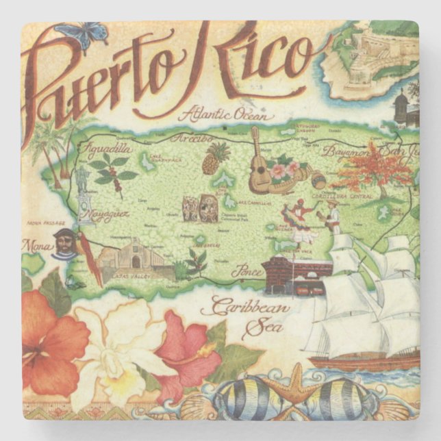 Dessous-de-verre En Pierre Porto Rico (Devant)