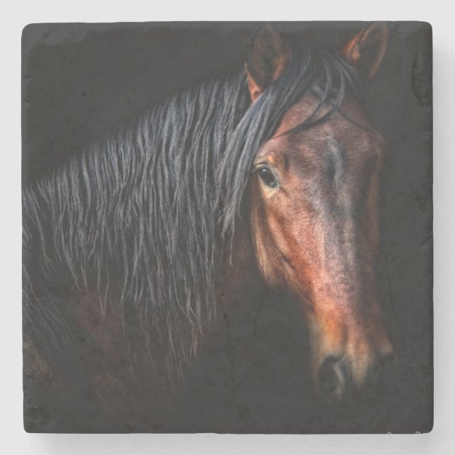 Dessous-de-verre En Pierre Portrait de cheval VII (Devant)
