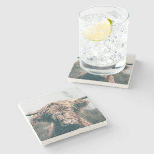 Dessous-de-verre En Pierre Portrait de vache Highland