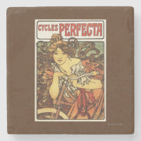 Poste publicitaire féminine à vélo Perfecta