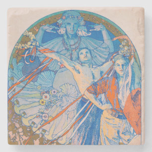 Dessous-de-verre En Pierre Poster d'Alphonse Mucha pour le Sokol Festival (19