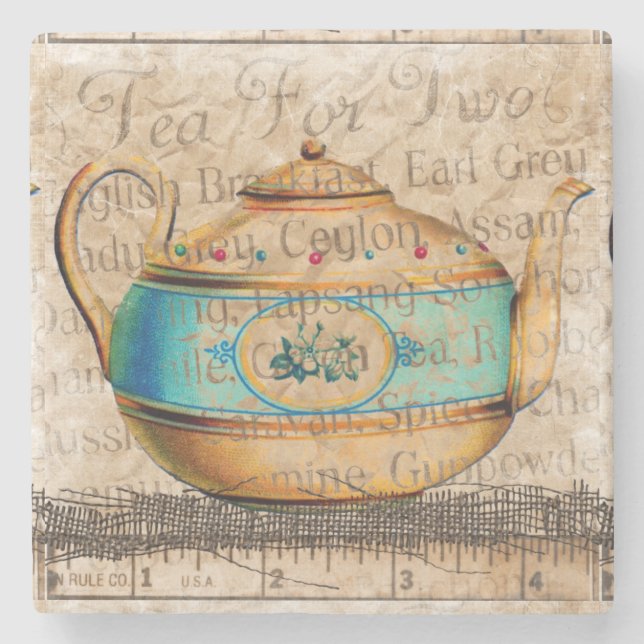 Dessous-de-verre En Pierre Pot de thé antique (Devant)