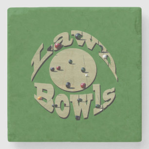 Dessous-de-verre En Pierre Précision Classique : Logo de boules de pelouse ci