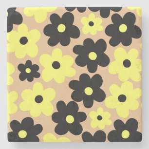 Dessous-de-verre En Pierre Preppy Yellow Black Hippie Motif