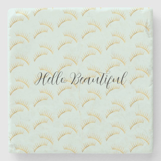 Dessous-de-verre En Pierre Pretty Mint Gold Eyelashes Birthday (Devant)