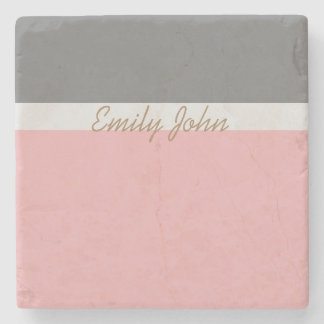 Dessous-de-verre En Pierre Pretty Pink & Grey Stone Coaster