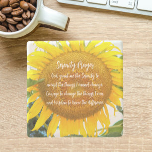 Dessous-de-verre En Pierre Prière de sérénité inspirante Tournesol jaune
