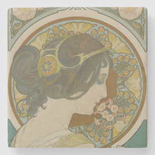 Dessous-de-verre En Pierre Primrose par Alphonse Mucha