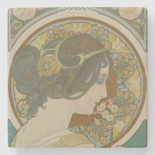 Dessous-de-verre En Pierre Primrose par Alphonse Mucha (Devant)