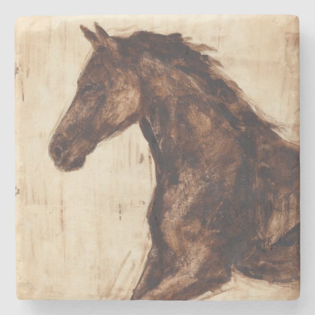 Dessous-de-verre En Pierre Profil du cheval sauvage Brown (Devant)