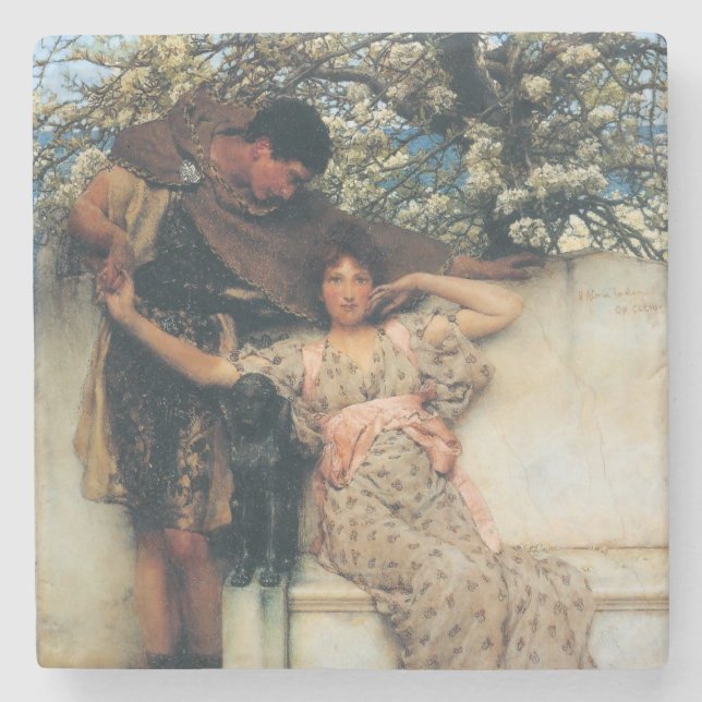 Dessous-de-verre En Pierre Promesse du printemps (de Lawrence Alma-Tadema) (Devant)