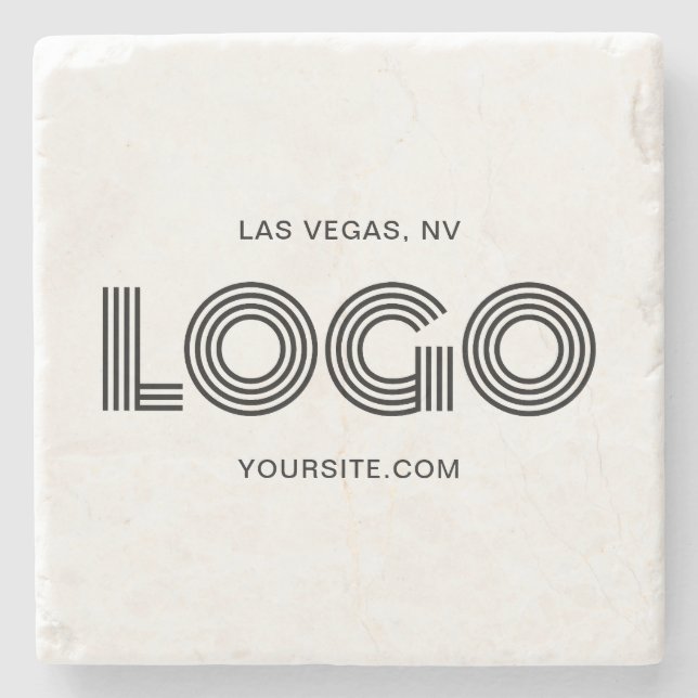 Dessous-de-verre En Pierre Promo du logo rectangulaire moderne noir (Devant)