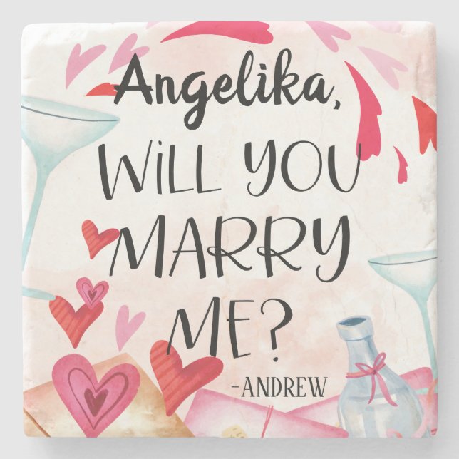 Dessous-de-verre En Pierre Proposition de marriage | You Marry Me ? Custom (Devant)