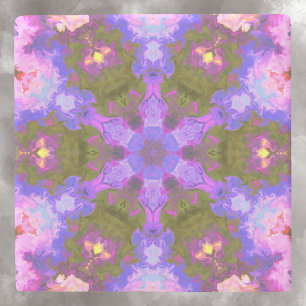 Dessous-de-verre En Pierre Psychédélique Mandala Fleur violet et bleu
