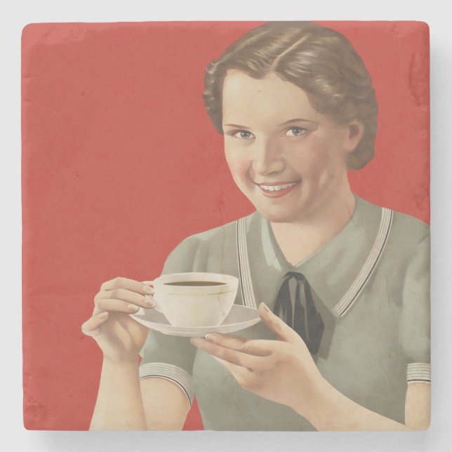 Dessous-de-verre En Pierre Publicité vintage sur le café (Devant)