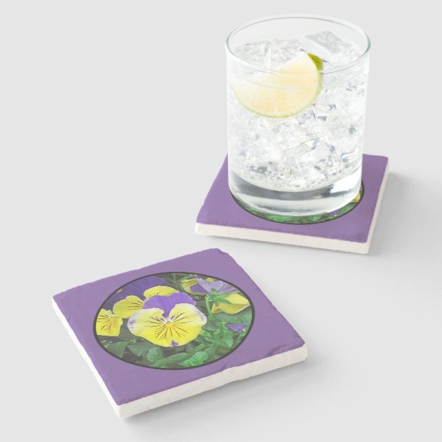 DESSOUS-DE-VERRE EN PIERRE PURPLE & JAUNES (Côté)