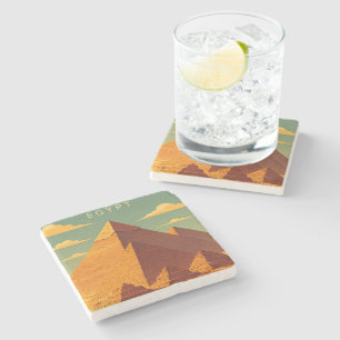 Dessous-de-verre En Pierre Pyramides de Giza Vintage – Voyage Rétro en Égypte