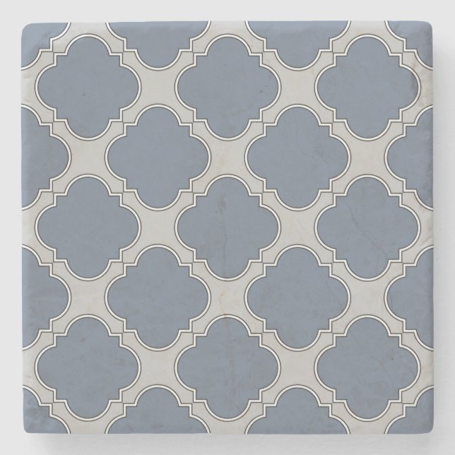 Dessous-de-verre En Pierre Quatrefoil gris bleu (Devant)