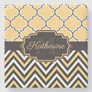 Dessous-de-verre En Pierre Quatrefoil jaune