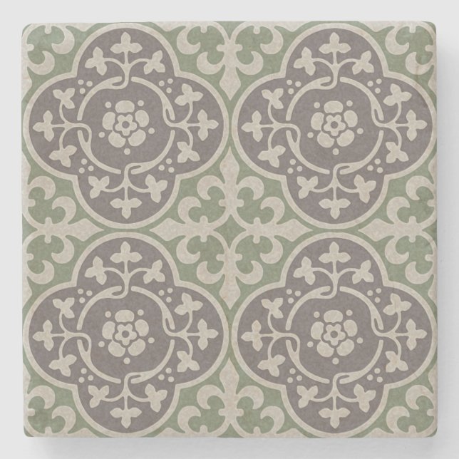 Dessous-de-verre En Pierre Quatrefoils floraux médiévaux (Devant)
